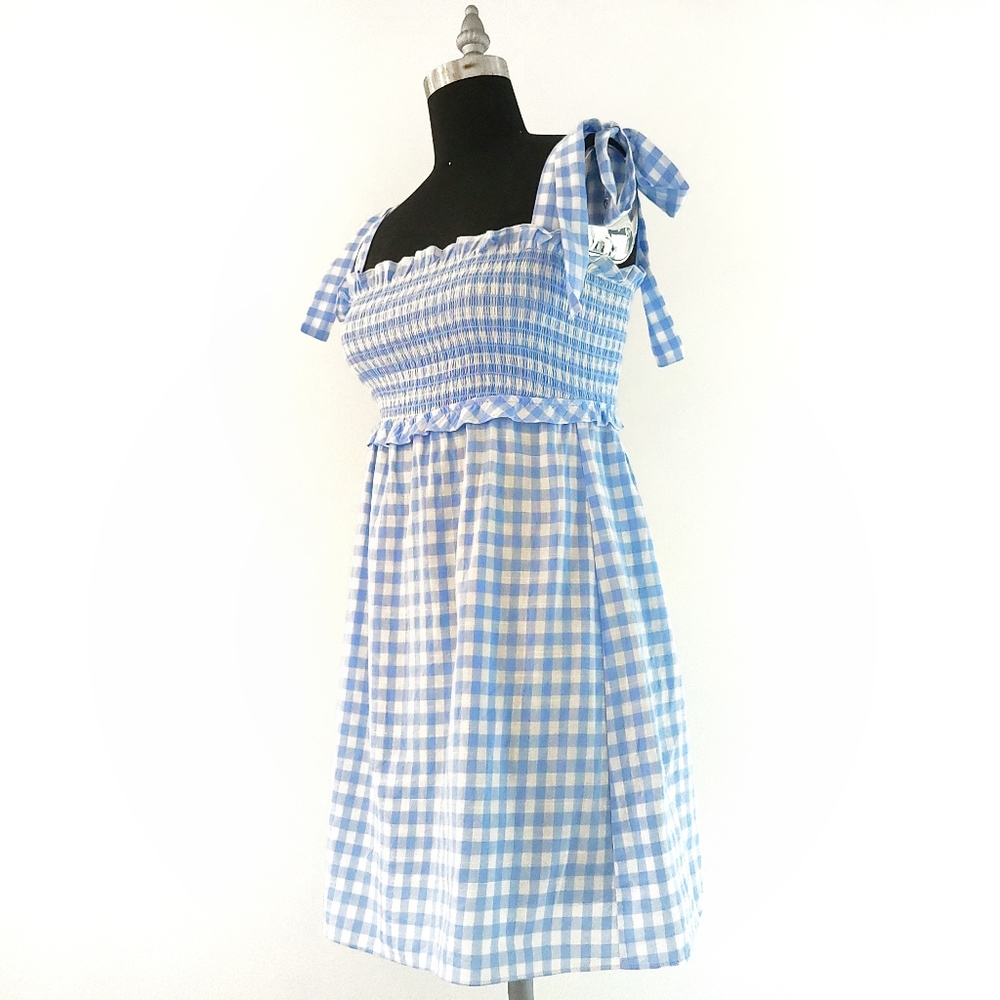 NWOT Reformation Dawson Gingham Milkmaid Mini Dress - Picture 7 of 11